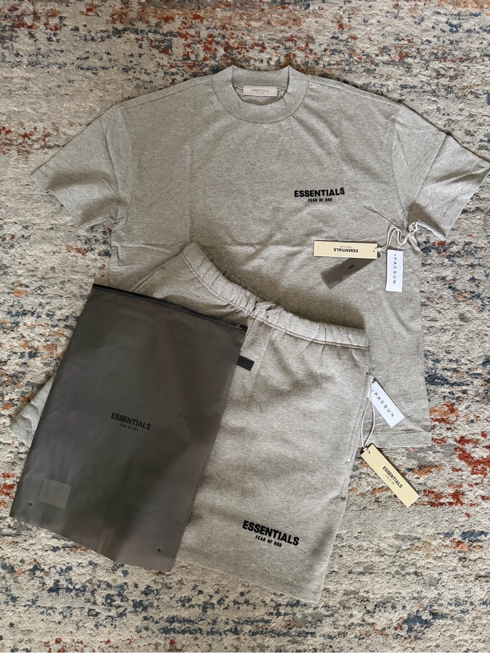 Essentials Heather Grey Logo Tee and Shorts Set